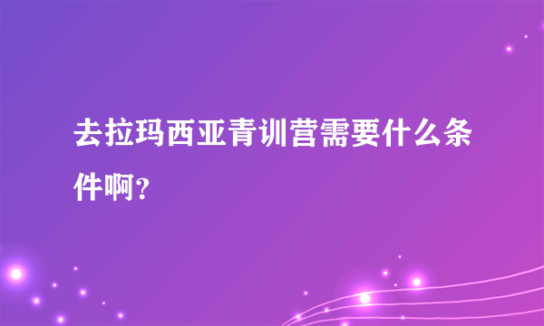 去拉玛西亚青训营需要什么条件啊？