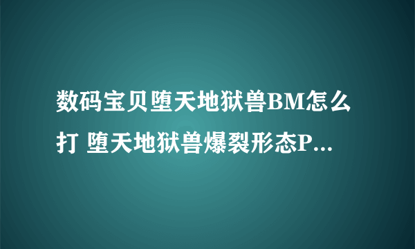 数码宝贝堕天地狱兽BM怎么打 堕天地狱兽爆裂形态PVP打法建议