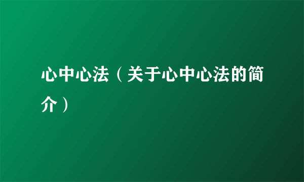 心中心法（关于心中心法的简介）