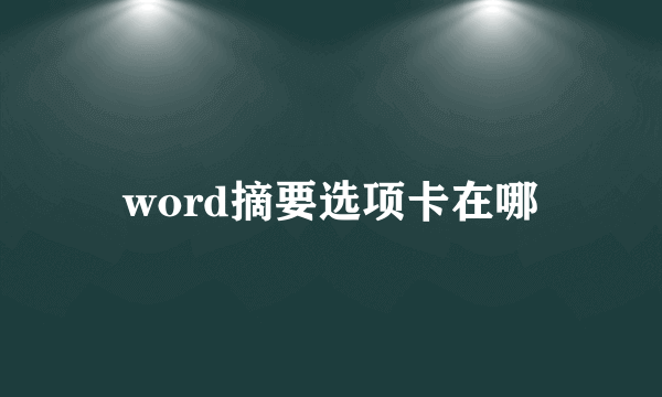 word摘要选项卡在哪