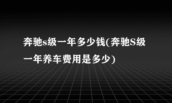 奔驰s级一年多少钱(奔驰S级一年养车费用是多少)