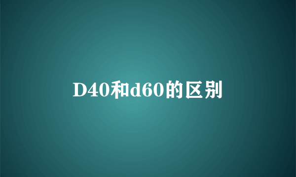 D40和d60的区别