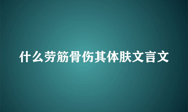 什么劳筋骨伤其体肤文言文