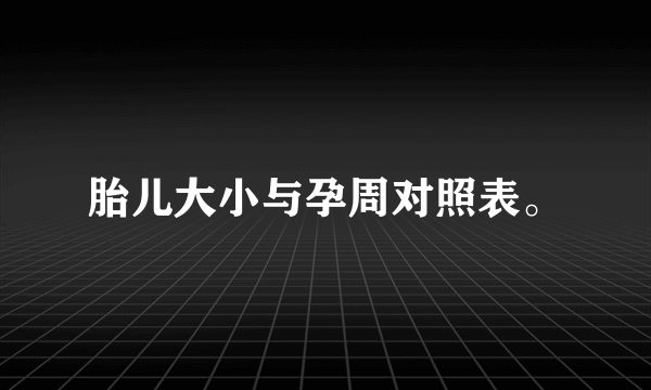 胎儿大小与孕周对照表。