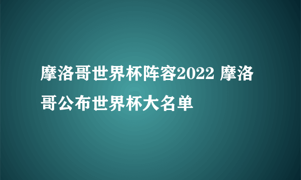 摩洛哥世界杯阵容2022 摩洛哥公布世界杯大名单