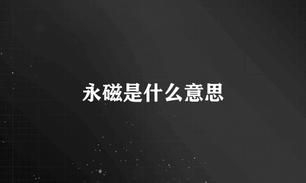 永磁是什么意思