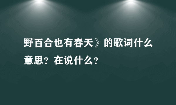 野百合也有春天》的歌词什么意思？在说什么？