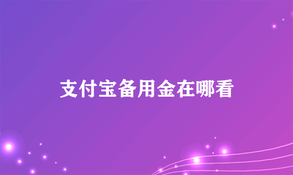 支付宝备用金在哪看