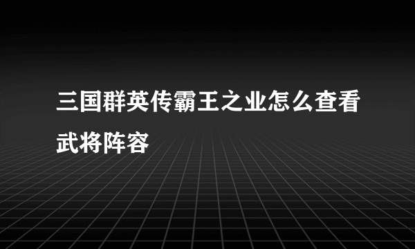 三国群英传霸王之业怎么查看武将阵容