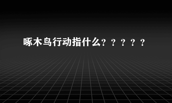 啄木鸟行动指什么？？？？？