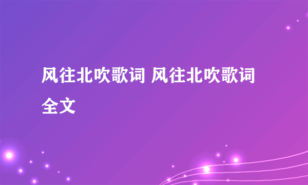 风往北吹歌词 风往北吹歌词全文