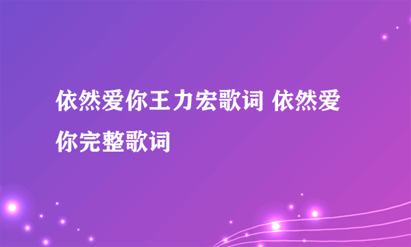 依然爱你王力宏歌词 依然爱你完整歌词