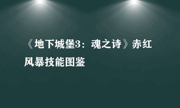 《地下城堡3：魂之诗》赤红风暴技能图鉴