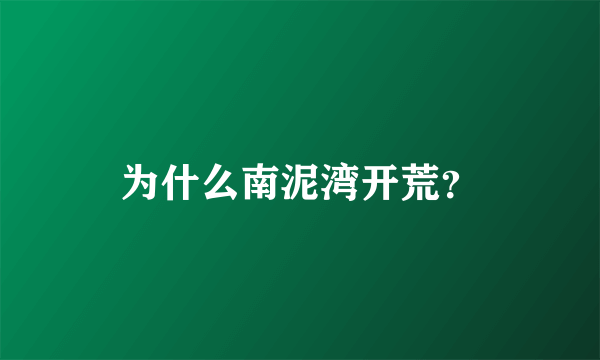 为什么南泥湾开荒？