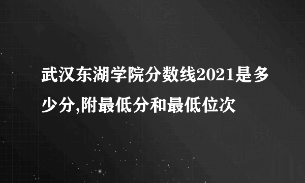 武汉东湖学院分数线2021是多少分,附最低分和最低位次