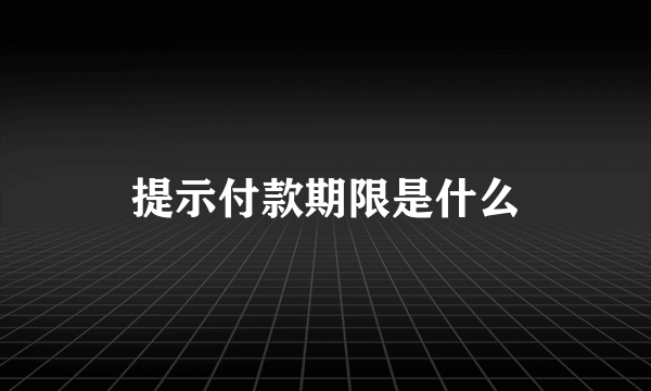 提示付款期限是什么