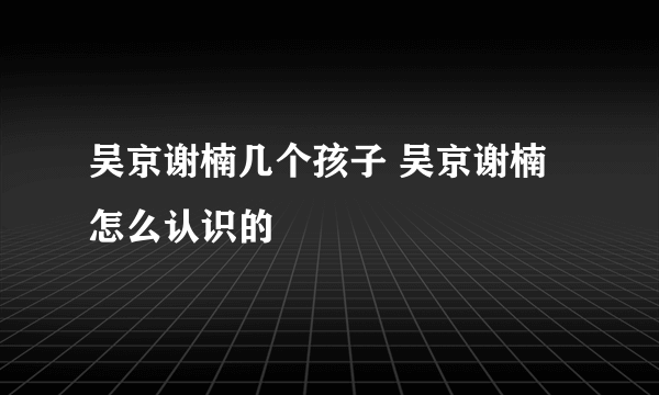 吴京谢楠几个孩子 吴京谢楠怎么认识的