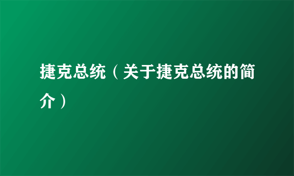 捷克总统（关于捷克总统的简介）