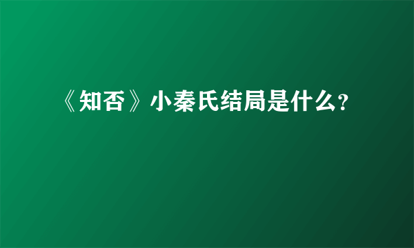 《知否》小秦氏结局是什么？