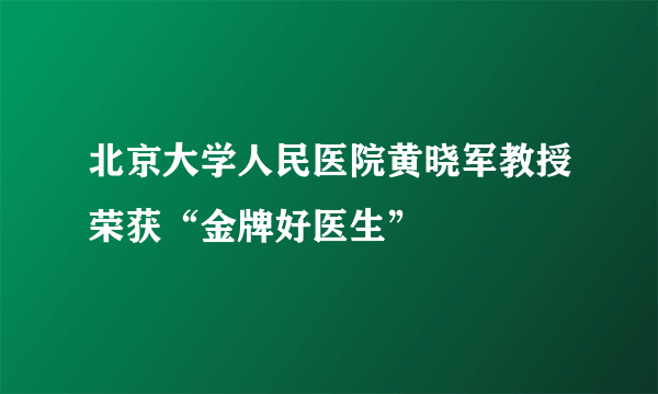 北京大学人民医院黄晓军教授荣获“金牌好医生”