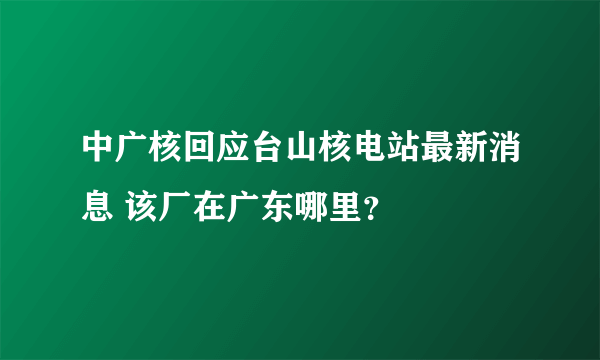 中广核回应台山核电站最新消息 该厂在广东哪里？