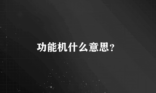 功能机什么意思？