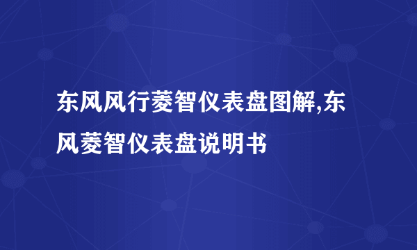 东风风行菱智仪表盘图解,东风菱智仪表盘说明书