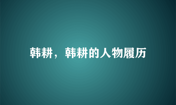 韩耕，韩耕的人物履历