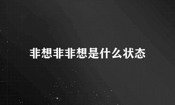 非想非非想是什么状态