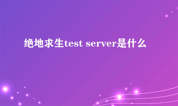 绝地求生test server是什么