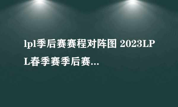 lpl季后赛赛程对阵图 2023LPL春季赛季后赛对阵情况