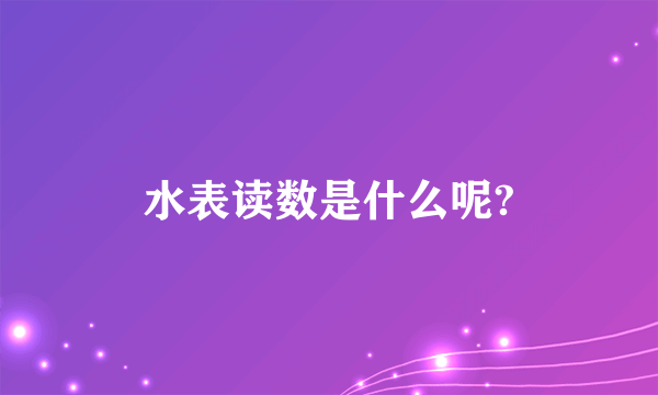 水表读数是什么呢?