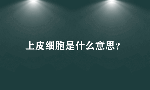 上皮细胞是什么意思？