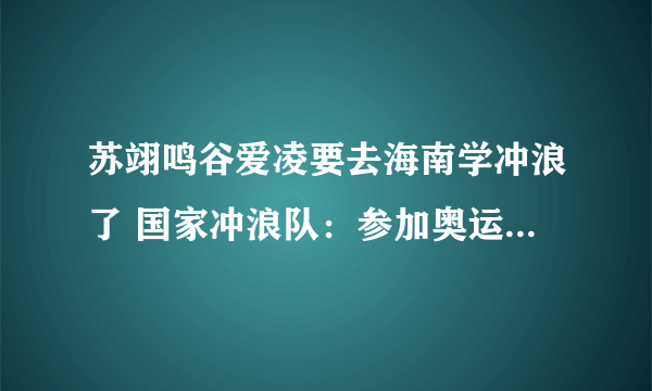 苏翊鸣谷爱凌要去海南学冲浪了 国家冲浪队：参加奥运会充满期待