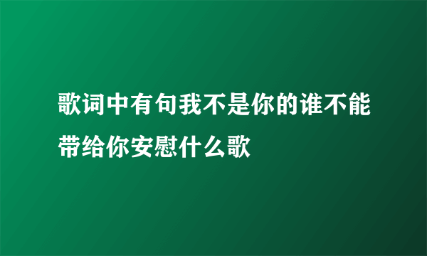 歌词中有句我不是你的谁不能带给你安慰什么歌