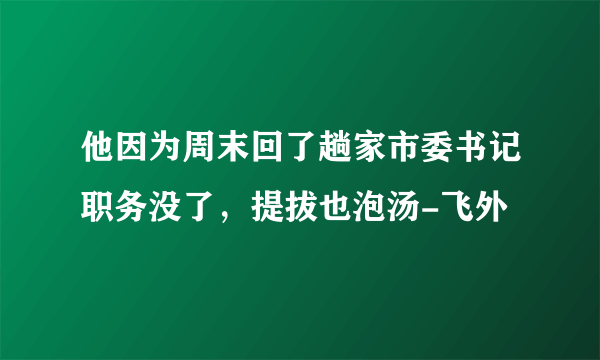 他因为周末回了趟家市委书记职务没了，提拔也泡汤-飞外