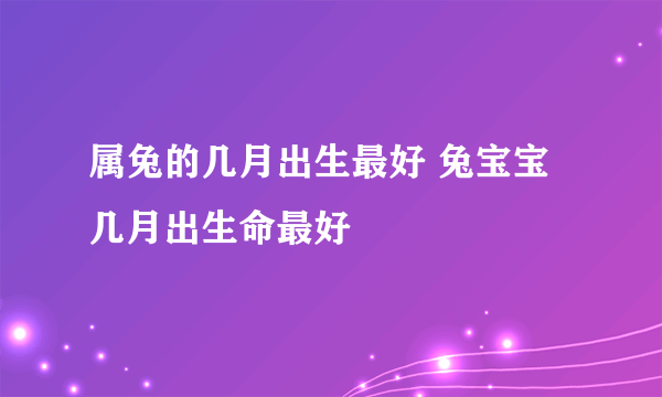 属兔的几月出生最好 兔宝宝几月出生命最好