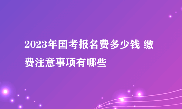 2023年国考报名费多少钱 缴费注意事项有哪些