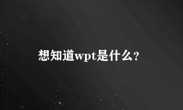 想知道wpt是什么？