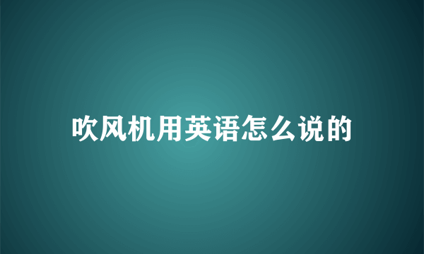 吹风机用英语怎么说的