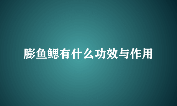 膨鱼鳃有什么功效与作用