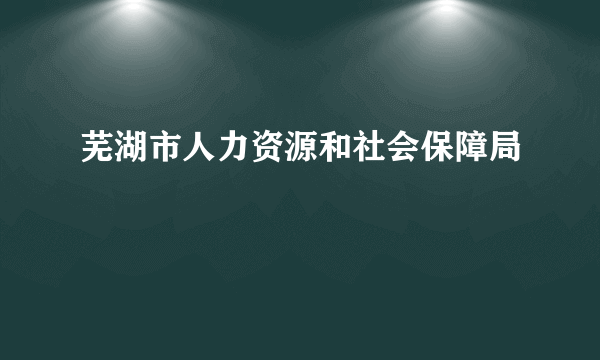 芜湖市人力资源和社会保障局