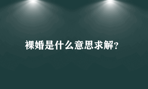 裸婚是什么意思求解？