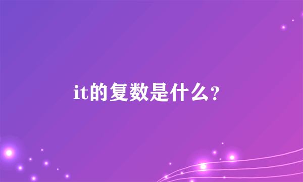 it的复数是什么？