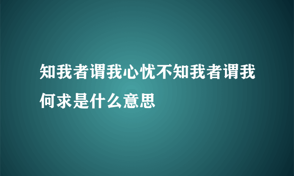 知我者谓我心忧不知我者谓我何求是什么意思