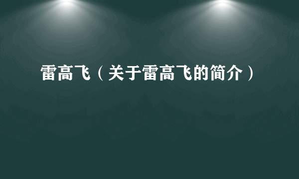 雷高飞（关于雷高飞的简介）