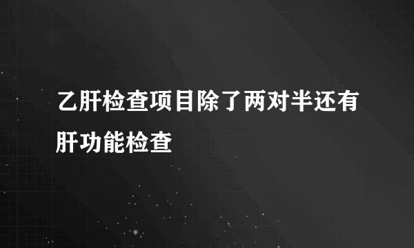 乙肝检查项目除了两对半还有肝功能检查