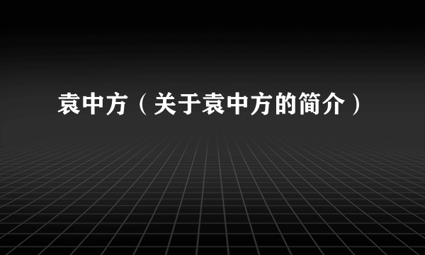 袁中方（关于袁中方的简介）