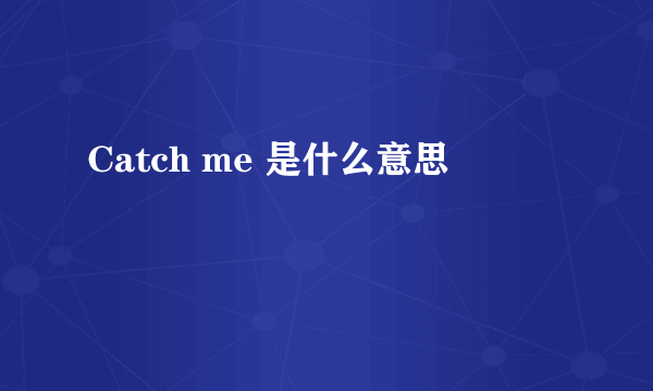 Catch me 是什么意思