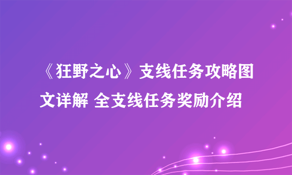 《狂野之心》支线任务攻略图文详解 全支线任务奖励介绍